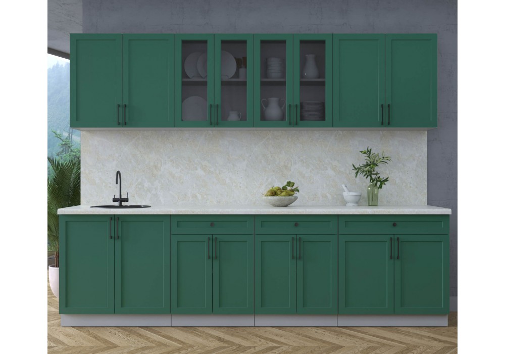 Готовая кухня Тренд Soft-touch 2,8А (Изумруд/Изумруд) фабрика Интерлиния в Минске Готовая кухня Тренд Soft-touch 2,8А (Изумруд/Изумруд) фабрика Интерлиния