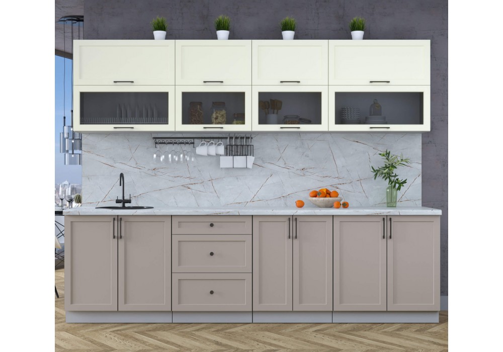 Готовая кухня Тренд Soft-touch 2,8Б (Белый/Луна) фабрика Интерлиния в Минске Готовая кухня Тренд Soft-touch 2,8Б (Белый/Луна) фабрика Интерлиния