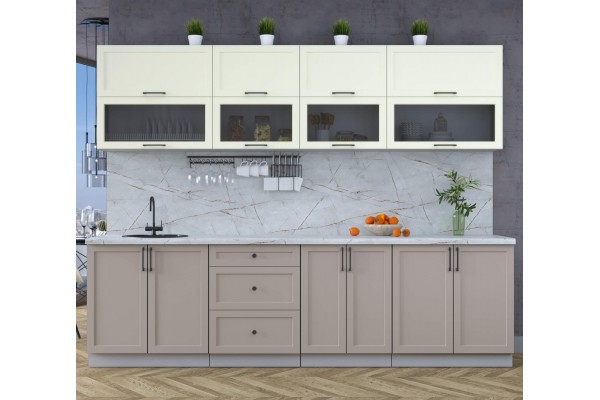 Готовая кухня Тренд Soft-touch 2,8Б (Белый/Луна) фабрика Интерлиния