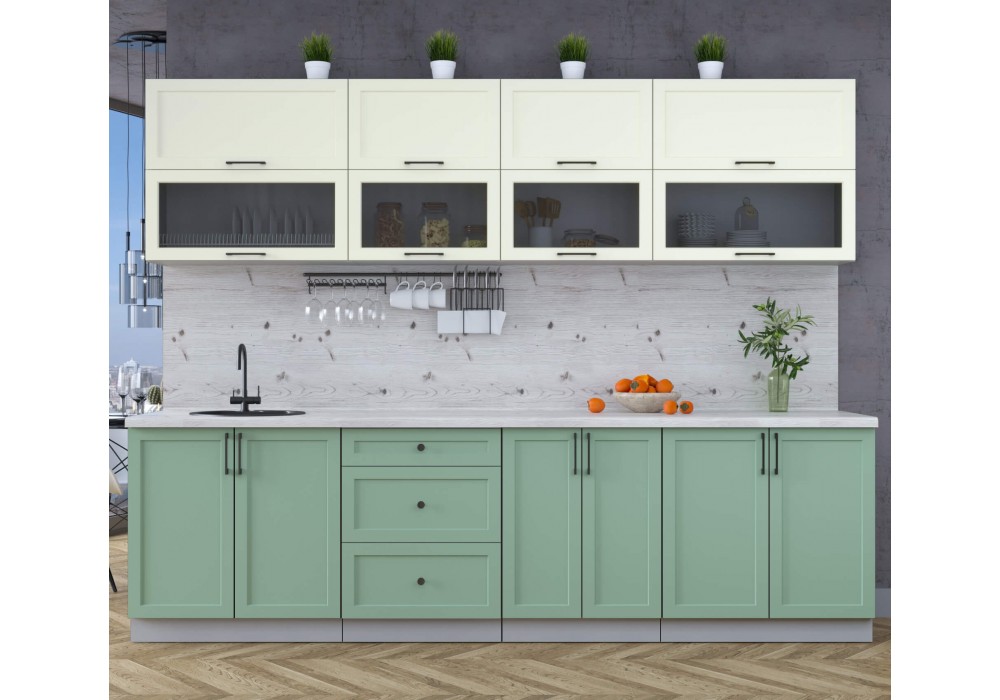 Готовая кухня Тренд Soft-touch 2,8Б (Белый/Мята) фабрика Интерлиния в Минске Готовая кухня Тренд Soft-touch 2,8Б (Белый/Мята) фабрика Интерлиния