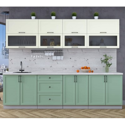 Готовая кухня Тренд Soft-touch 2,8Б (Белый/Мята) фабрика Интерлиния Готовая кухня Тренд Soft-touch 2,8Б (Белый/Мята) фабрика Интерлиния