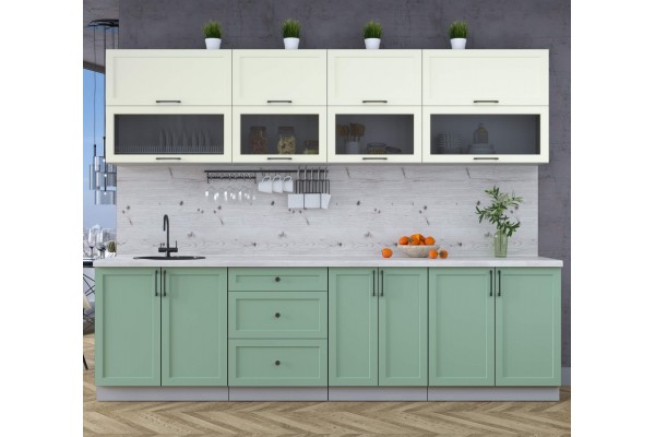 Готовая кухня Тренд Soft-touch 2,8Б (Белый/Мята) фабрика Интерлиния