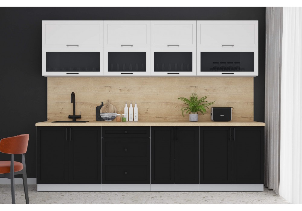 Готовая кухня Тренд Soft-touch 2,8Б (Белый/Черный) фабрика Интерлиния в Минске Готовая кухня Тренд Soft-touch 2,8Б (Белый/Черный) фабрика Интерлиния