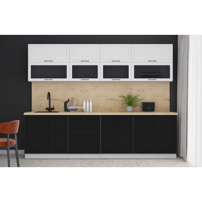 Готовая кухня Тренд Soft-touch 2,8Б (Белый/Черный) фабрика Интерлиния Готовая кухня Тренд Soft-touch 2,8Б (Белый/Черный) фабрика Интерлиния