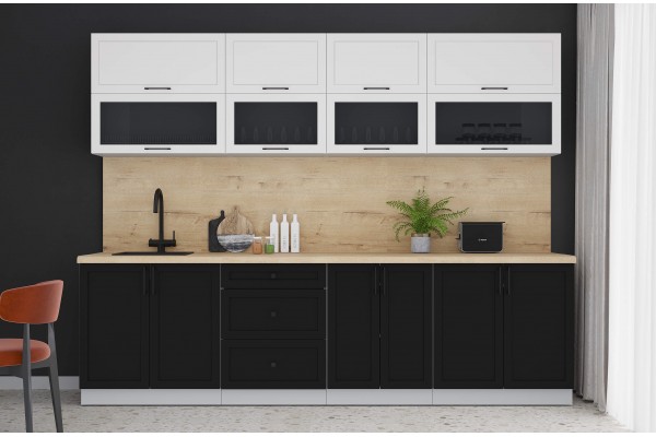 Готовая кухня Тренд Soft-touch 2,8Б (Белый/Черный) фабрика Интерлиния