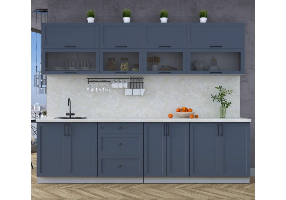 Готовая кухня Тренд Soft-touch 2,8Б (Индиго/Индиго) фабрика Интерлиния в Минске Готовая кухня Тренд Soft-touch 2,8Б (Индиго/Индиго) фабрика Интерлиния
