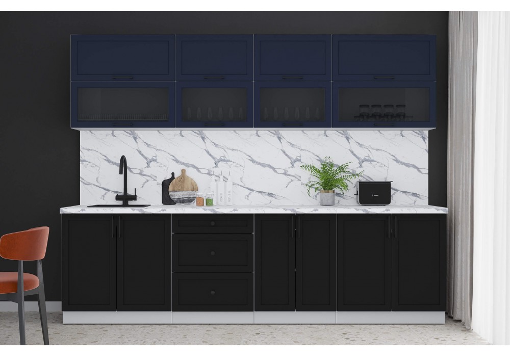 Готовая кухня Тренд Soft-touch 2,8Б (Индиго/Черный) фабрика Интерлиния в Минске Готовая кухня Тренд Soft-touch 2,8Б (Индиго/Черный) фабрика Интерлиния
