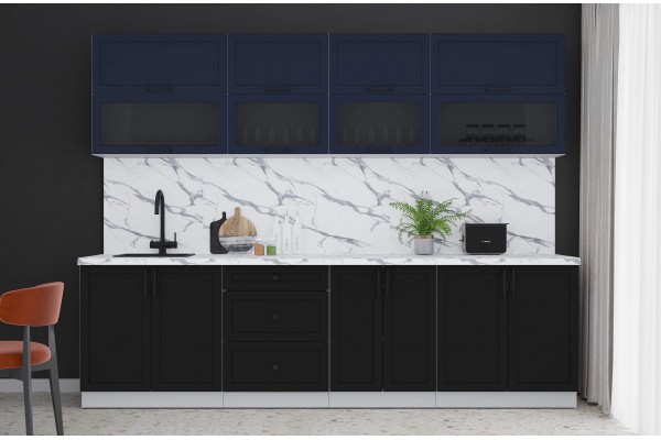 Готовая кухня Тренд Soft-touch 2,8Б (Индиго/Черный) фабрика Интерлиния
