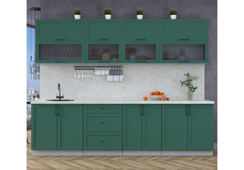 Готовая кухня Тренд Soft-touch 2,8Б (Изумруд/Изумруд) фабрика Интерлиния в Минске Готовая кухня Тренд Soft-touch 2,8Б (Изумруд/Изумруд) фабрика Интерлиния