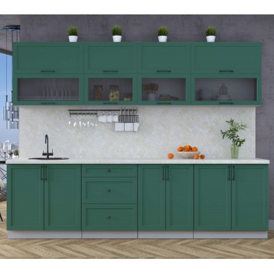 Готовая кухня Тренд Soft-touch 2,8Б (Изумруд/Изумруд) фабрика Интерлиния Готовая кухня Тренд Soft-touch 2,8Б (Изумруд/Изумруд) фабрика Интерлиния