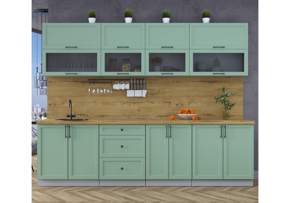 Готовая кухня Тренд Soft-touch 2,8Б (Мята/Мята) фабрика Интерлиния в Минске Готовая кухня Тренд Soft-touch 2,8Б (Мята/Мята) фабрика Интерлиния