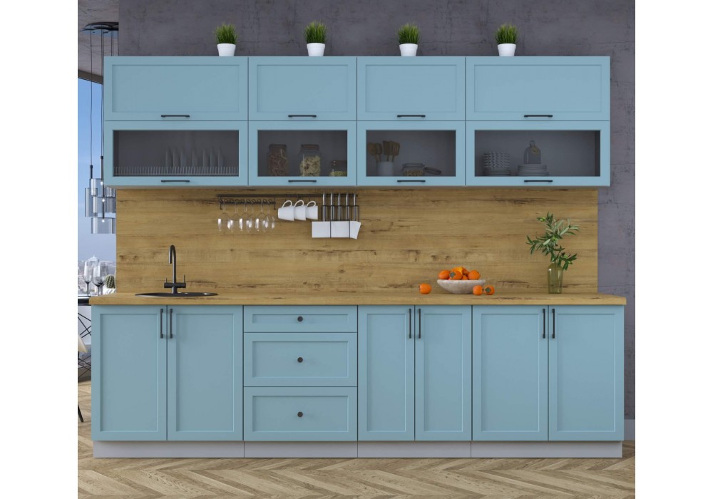 Готовая кухня Тренд Soft-touch 2,8Б (Океан/Океан) фабрика Интерлиния в Минске Готовая кухня Тренд Soft-touch 2,8Б (Океан/Океан) фабрика Интерлиния