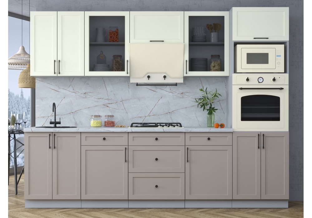 Готовая кухня Тренд Soft-touch 2,8В (Белый/Луна) фабрика Интерлиния в Минске Готовая кухня Тренд Soft-touch 2,8В (Белый/Луна) фабрика Интерлиния