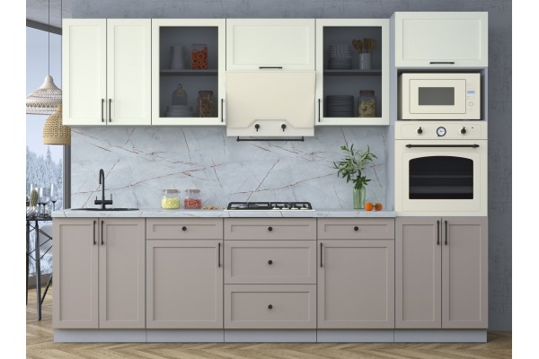 Готовая кухня Тренд Soft-touch 2,8В (Белый/Луна) фабрика Интерлиния