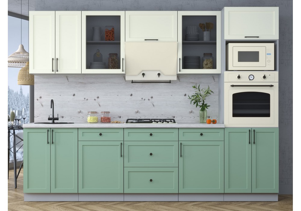 Готовая кухня Тренд Soft-touch 2,8В (Белый/Мята) фабрика Интерлиния в Минске Готовая кухня Тренд Soft-touch 2,8В (Белый/Мята) фабрика Интерлиния