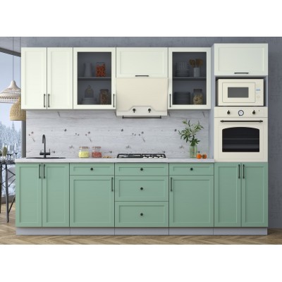 Готовая кухня Тренд Soft-touch 2,8В (Белый/Мята) фабрика Интерлиния Готовая кухня Тренд Soft-touch 2,8В (Белый/Мята) фабрика Интерлиния