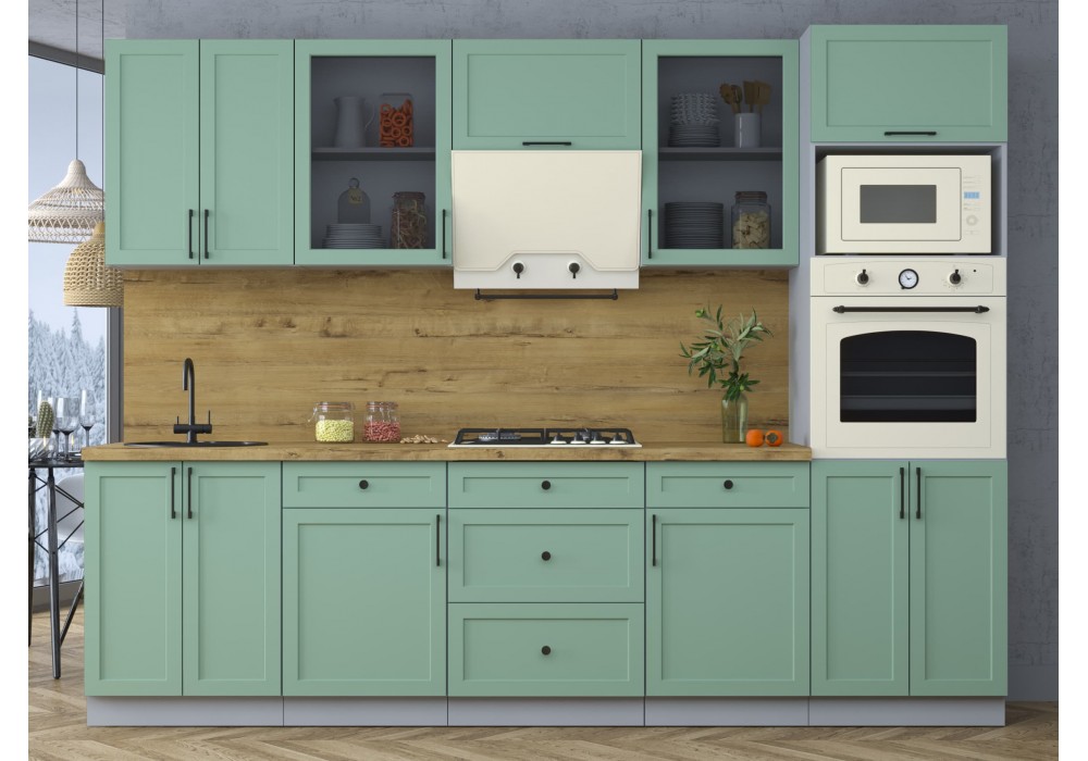 Готовая кухня Тренд Soft-touch 2,8В (Мята/Мята) фабрика Интерлиния в Минске Готовая кухня Тренд Soft-touch 2,8В (Мята/Мята) фабрика Интерлиния
