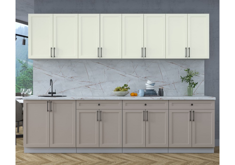 Готовая кухня Тренд Soft-touch 2,9А (Белый/Луна) фабрика Интерлиния в Минске Готовая кухня Тренд Soft-touch 2,9А (Белый/Луна) фабрика Интерлиния