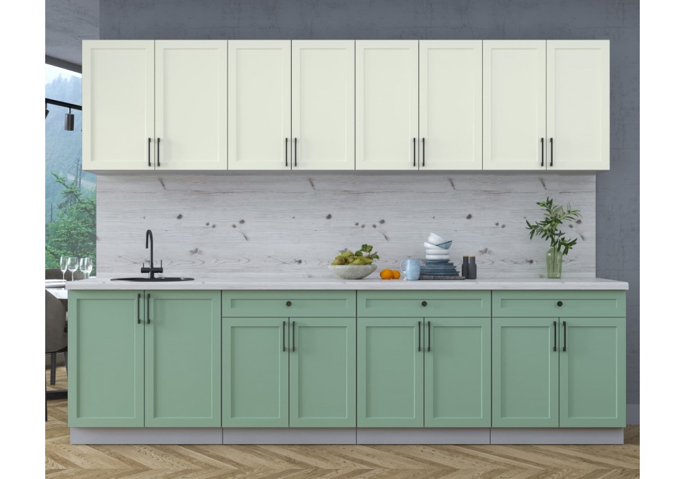 Готовая кухня Тренд Soft-touch 2,9А (Белый/Мята) фабрика Интерлиния в Минске Готовая кухня Тренд Soft-touch 2,9А (Белый/Мята) фабрика Интерлиния