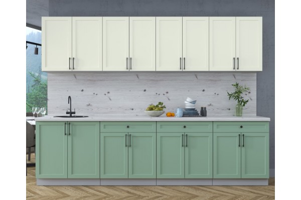 Готовая кухня Тренд Soft-touch 2,9А (Белый/Мята) фабрика Интерлиния