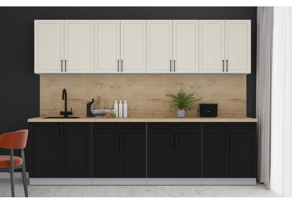 Готовая кухня Тренд Soft-touch 2,9А (Белый/Черный) фабрика Интерлиния в Минске Готовая кухня Тренд Soft-touch 2,9А (Белый/Черный) фабрика Интерлиния