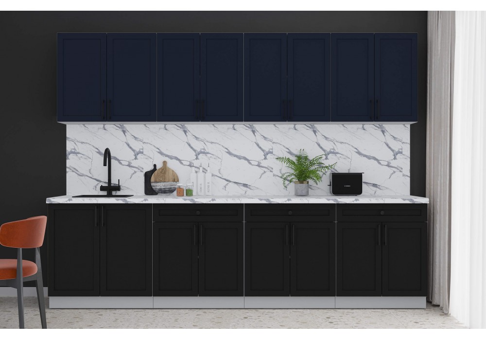 Готовая кухня Тренд Soft-touch 2,9А (Индиго/Черный) фабрика Интерлиния в Минске Готовая кухня Тренд Soft-touch 2,9А (Индиго/Черный) фабрика Интерлиния
