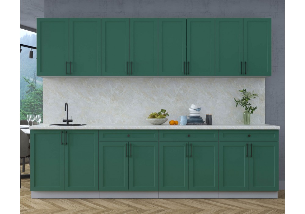 Готовая кухня Тренд Soft-touch 2,9А (Изумруд/Изумруд) фабрика Интерлиния в Минске Готовая кухня Тренд Soft-touch 2,9А (Изумруд/Изумруд) фабрика Интерлиния