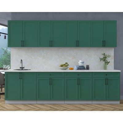 Готовая кухня Тренд Soft-touch 2,9А (Изумруд/Изумруд) фабрика Интерлиния Готовая кухня Тренд Soft-touch 2,9А (Изумруд/Изумруд) фабрика Интерлиния