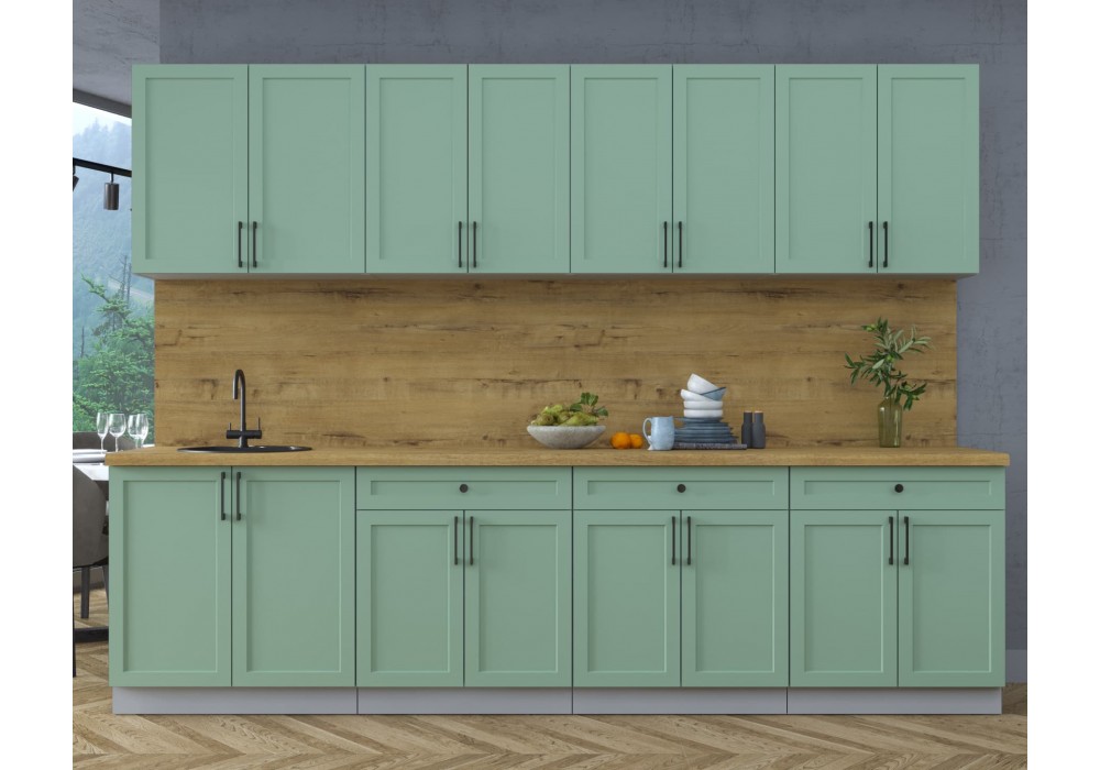 Готовая кухня Тренд Soft-touch 2,9А (Мята/Мята) фабрика Интерлиния в Минске Готовая кухня Тренд Soft-touch 2,9А (Мята/Мята) фабрика Интерлиния