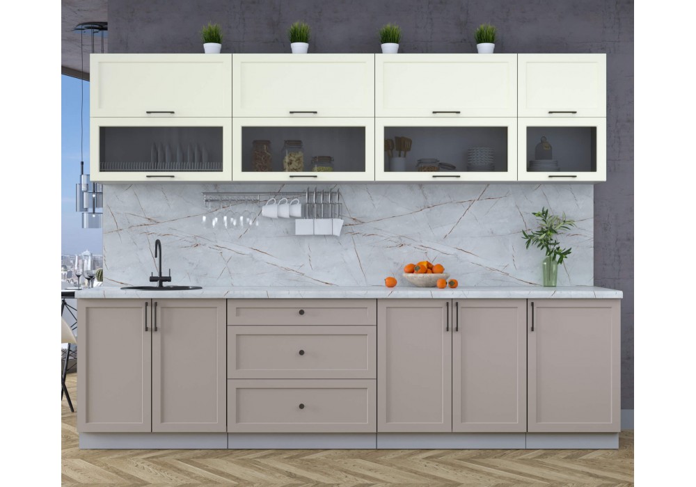 Готовая кухня Тренд Soft-touch 2,9Б (Белый/Луна) фабрика Интерлиния в Минске Готовая кухня Тренд Soft-touch 2,9Б (Белый/Луна) фабрика Интерлиния