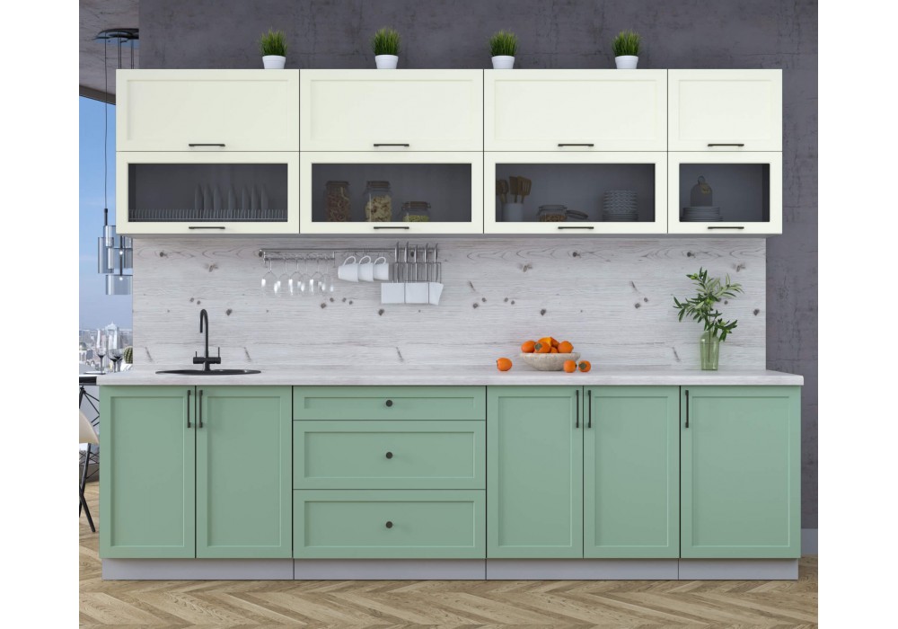 Готовая кухня Тренд Soft-touch 2,9Б (Белый/Мята) фабрика Интерлиния в Минске Готовая кухня Тренд Soft-touch 2,9Б (Белый/Мята) фабрика Интерлиния