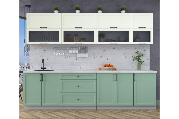 Готовая кухня Тренд Soft-touch 2,9Б (Белый/Мята) фабрика Интерлиния
