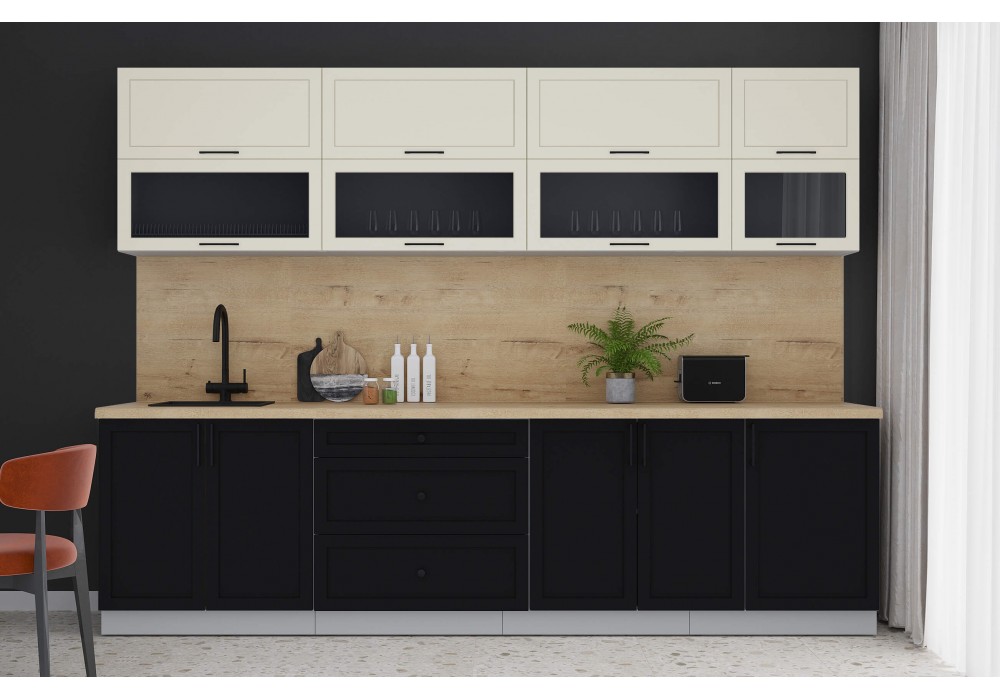 Готовая кухня Тренд Soft-touch 2,9Б (Белый/Черный) фабрика Интерлиния в Минске Готовая кухня Тренд Soft-touch 2,9Б (Белый/Черный) фабрика Интерлиния