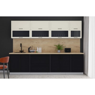 Готовая кухня Тренд Soft-touch 2,9Б (Белый/Черный) фабрика Интерлиния Готовая кухня Тренд Soft-touch 2,9Б (Белый/Черный) фабрика Интерлиния