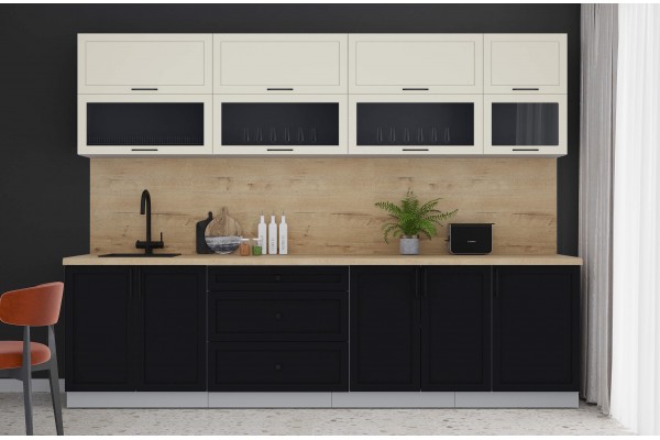 Готовая кухня Тренд Soft-touch 2,9Б (Белый/Черный) фабрика Интерлиния