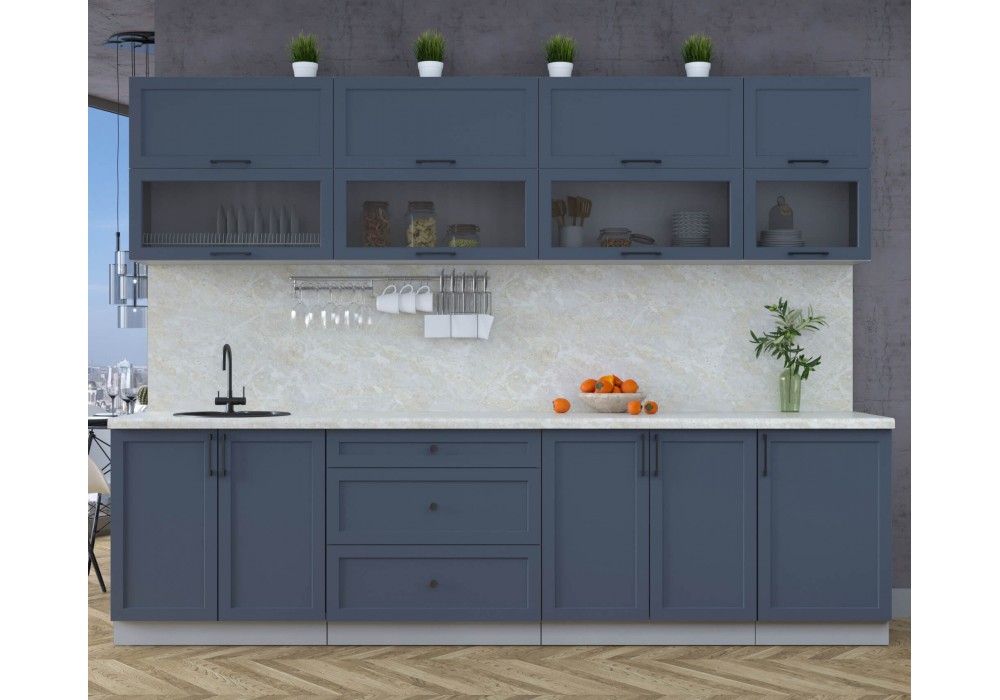 Готовая кухня Тренд Soft-touch 2,9Б (Индиго/Индиго) фабрика Интерлиния в Минске Готовая кухня Тренд Soft-touch 2,9Б (Индиго/Индиго) фабрика Интерлиния