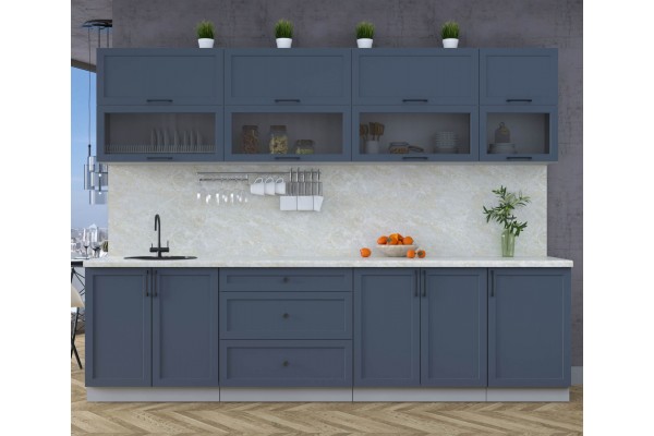 Готовая кухня Тренд Soft-touch 2,9Б (Индиго/Индиго) фабрика Интерлиния
