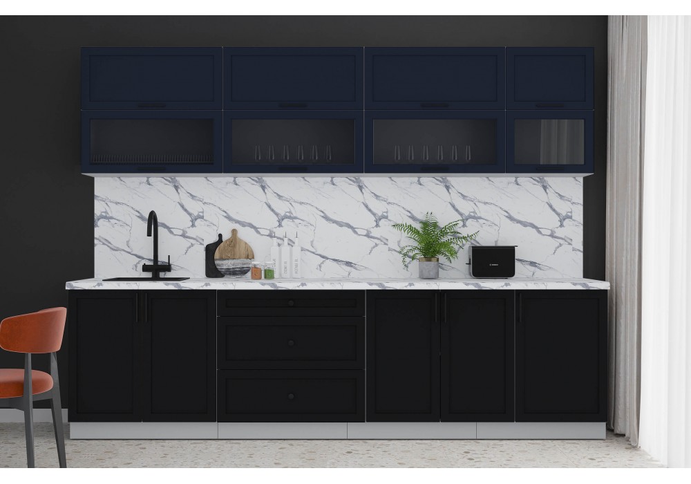 Готовая кухня Тренд Soft-touch 2,9Б (Индиго/Черный) фабрика Интерлиния в Минске Готовая кухня Тренд Soft-touch 2,9Б (Индиго/Черный) фабрика Интерлиния