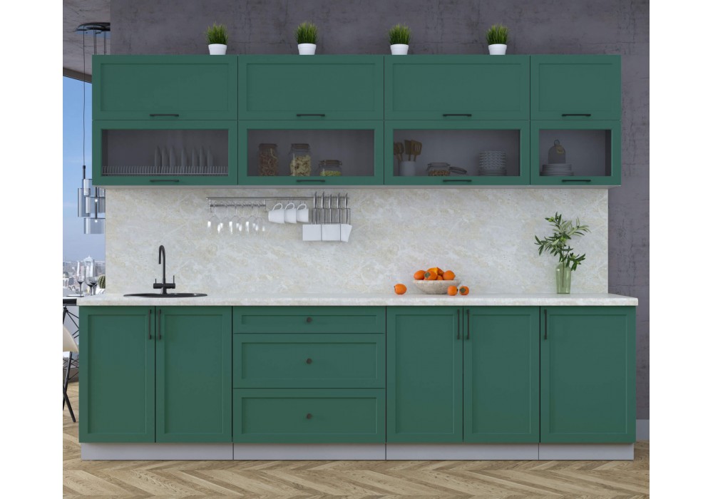 Готовая кухня Тренд Soft-touch 2,9Б (Изумруд/Изумруд) фабрика Интерлиния в Минске Готовая кухня Тренд Soft-touch 2,9Б (Изумруд/Изумруд) фабрика Интерлиния