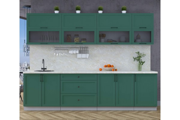 Готовая кухня Тренд Soft-touch 2,9Б (Изумруд/Изумруд) фабрика Интерлиния