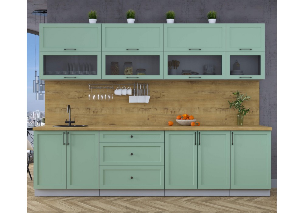 Готовая кухня Тренд Soft-touch 2,9Б (Мята/Мята) фабрика Интерлиния в Минске Готовая кухня Тренд Soft-touch 2,9Б (Мята/Мята) фабрика Интерлиния