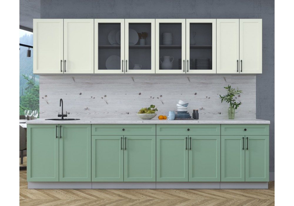 Готовая кухня Тренд Soft-touch 3,0А (Белый/Мята) фабрика Интерлиния в Минске Готовая кухня Тренд Soft-touch 3,0А (Белый/Мята) фабрика Интерлиния