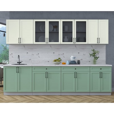 Готовая кухня Тренд Soft-touch 3,0А (Белый/Мята) фабрика Интерлиния Готовая кухня Тренд Soft-touch 3,0А (Белый/Мята) фабрика Интерлиния