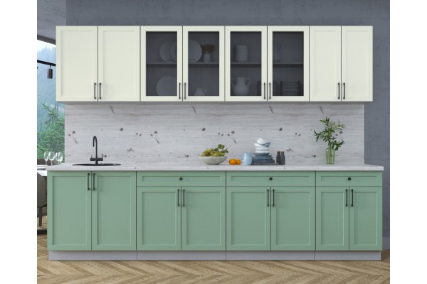 Готовая кухня Тренд Soft-touch 3,0А (Белый/Мята) фабрика Интерлиния