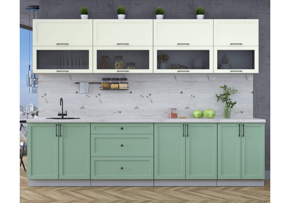 Готовая кухня Тренд Soft-touch 3,0Б (Белый/Мята) фабрика Интерлиния в Минске Готовая кухня Тренд Soft-touch 3,0Б (Белый/Мята) фабрика Интерлиния