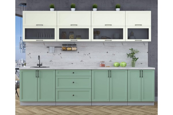 Готовая кухня Тренд Soft-touch 3,0Б (Белый/Мята) фабрика Интерлиния