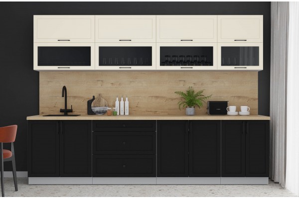 Готовая кухня Тренд Soft-touch 3,0Б (Белый/Черный) фабрика Интерлиния