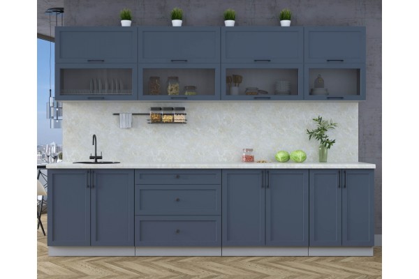 Готовая кухня Тренд Soft-touch 3,0Б (Индиго/Индиго) фабрика Интерлиния