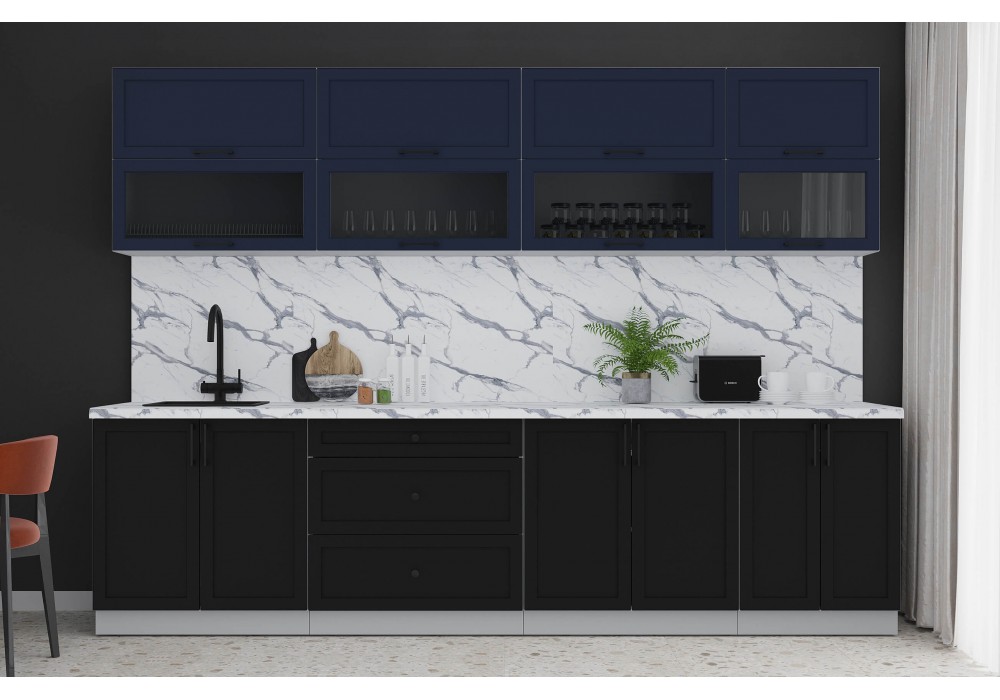 Готовая кухня Тренд Soft-touch 3,0Б (Индиго/Черный) фабрика Интерлиния в Минске Готовая кухня Тренд Soft-touch 3,0Б (Индиго/Черный) фабрика Интерлиния