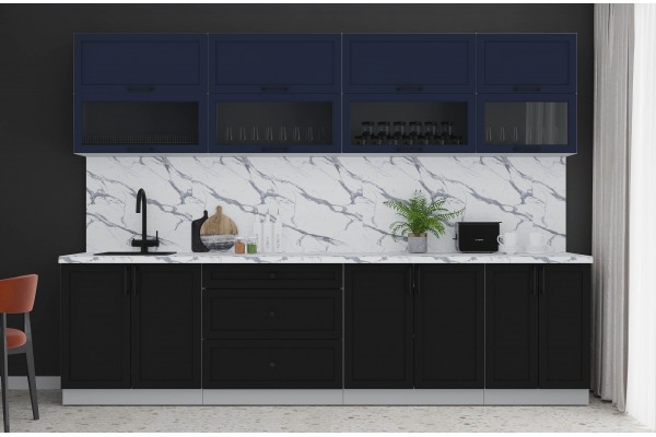 Готовая кухня Тренд Soft-touch 3,0Б (Индиго/Черный) фабрика Интерлиния